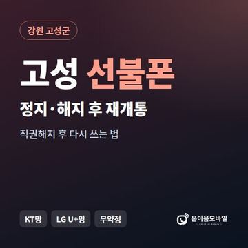 고성군정지폰 선불폰 개통 안내 이미지