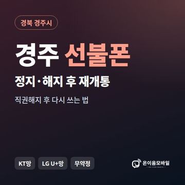 경주시정지폰 선불폰 개통 안내 이미지