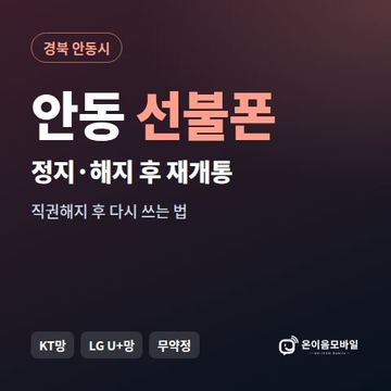 안동시정지폰 선불폰 개통 안내 이미지