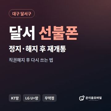 달서구정지폰 선불폰 개통 안내 이미지