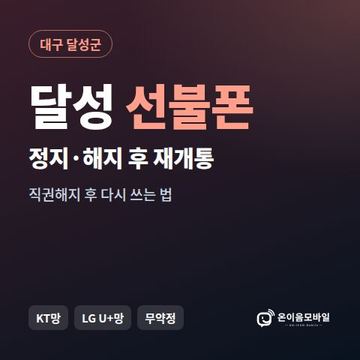 달성군정지폰 선불폰 개통 안내 이미지