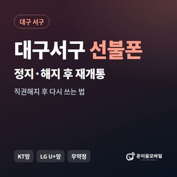 대구서구정지폰 선불폰 개통 안내 이미지