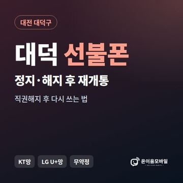 대덕구정지폰 선불폰 개통 안내 이미지