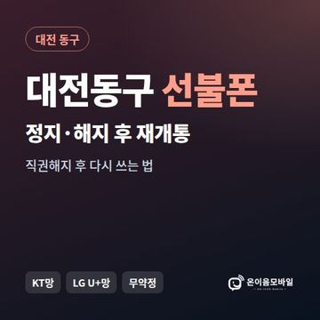 대전동구정지폰 선불폰 개통 안내 이미지