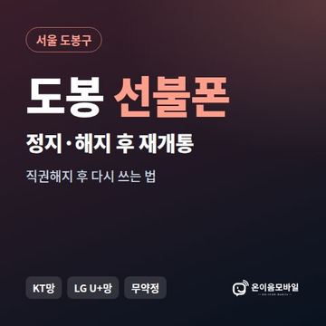 도봉구정지폰 선불폰 개통 안내 이미지