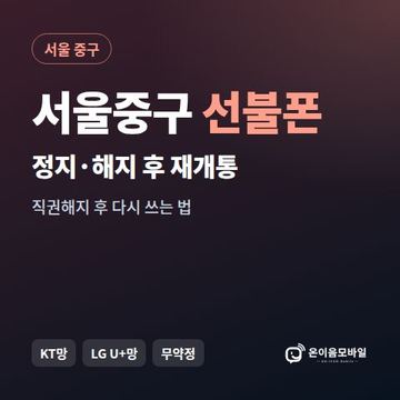 서울중구정지폰 선불폰 개통 안내 이미지
