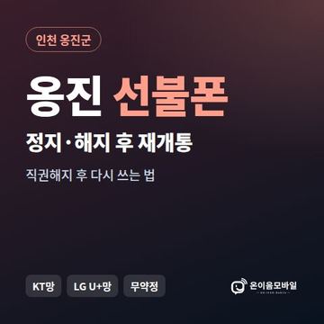 옹진군정지폰 선불폰 개통 안내 이미지