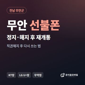 무안군정지폰 선불폰 개통 안내 이미지