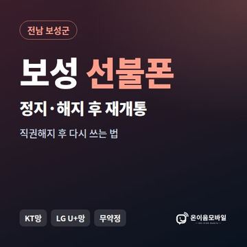 보성군정지폰 선불폰 개통 안내 이미지
