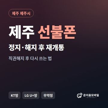 제주시정지폰 선불폰 개통 안내 이미지