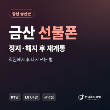 금산군정지폰 선불폰 개통 안내 이미지