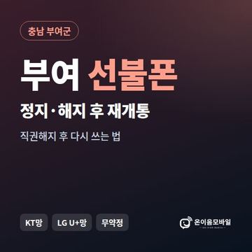 부여군정지폰 선불폰 개통 안내 이미지