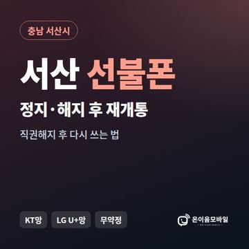 서산시정지폰 선불폰 개통 안내 이미지